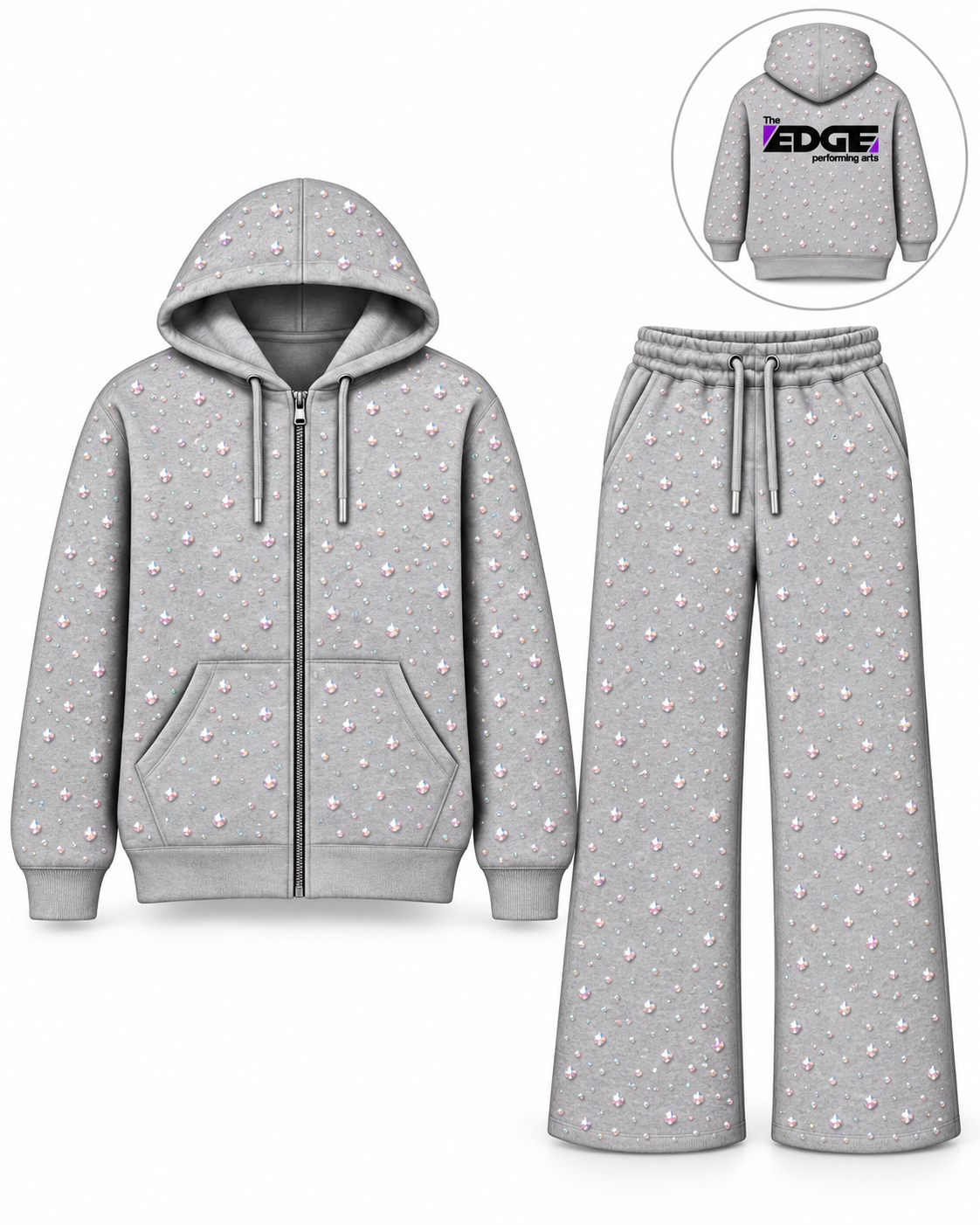 The Edge Allover Rhinestone Purple Sweat Set PreOrder