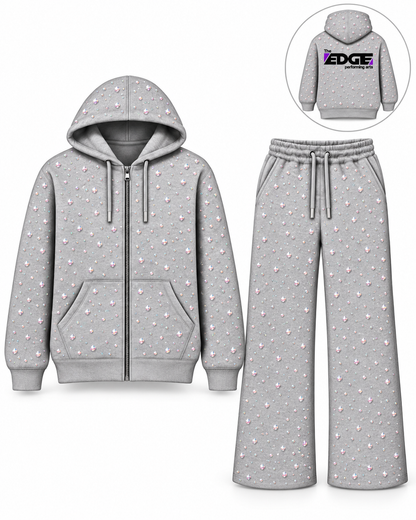 The Edge Allover Rhinestone Purple Sweat Set PreOrder