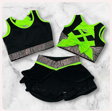 Neon Green and Black Bling Bow Back Set