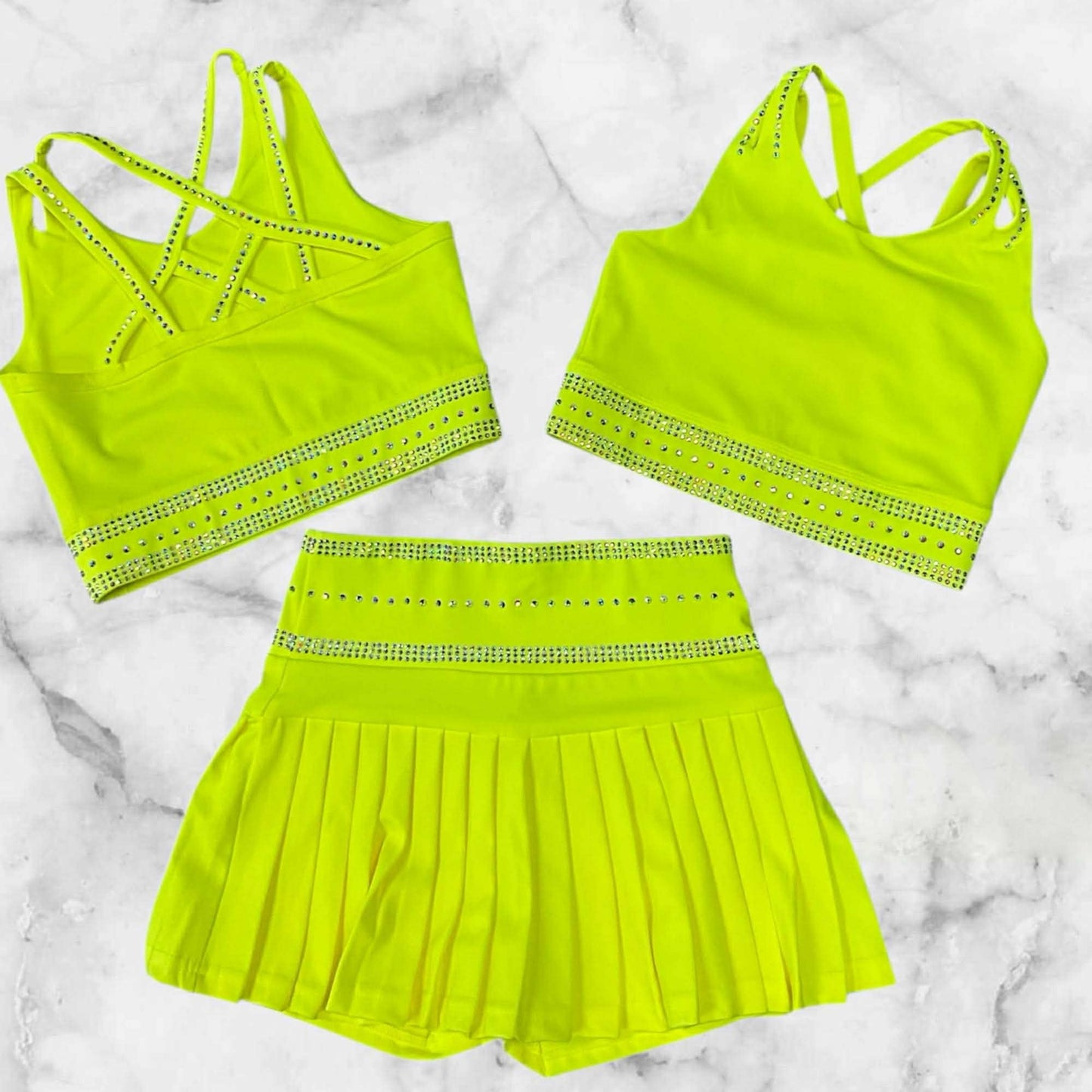 Neon yellow sparkle Queen Practice Set