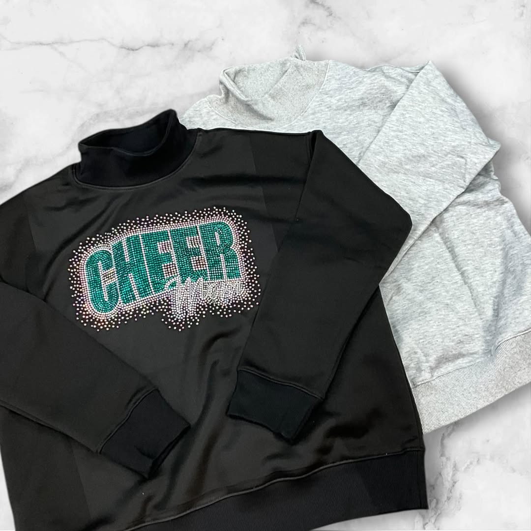 Mock Cheer Mom Rhinestone Neck Sweatshirts