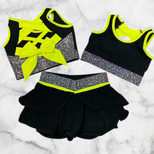 Neon Yellow and Black Bling Bow Back set