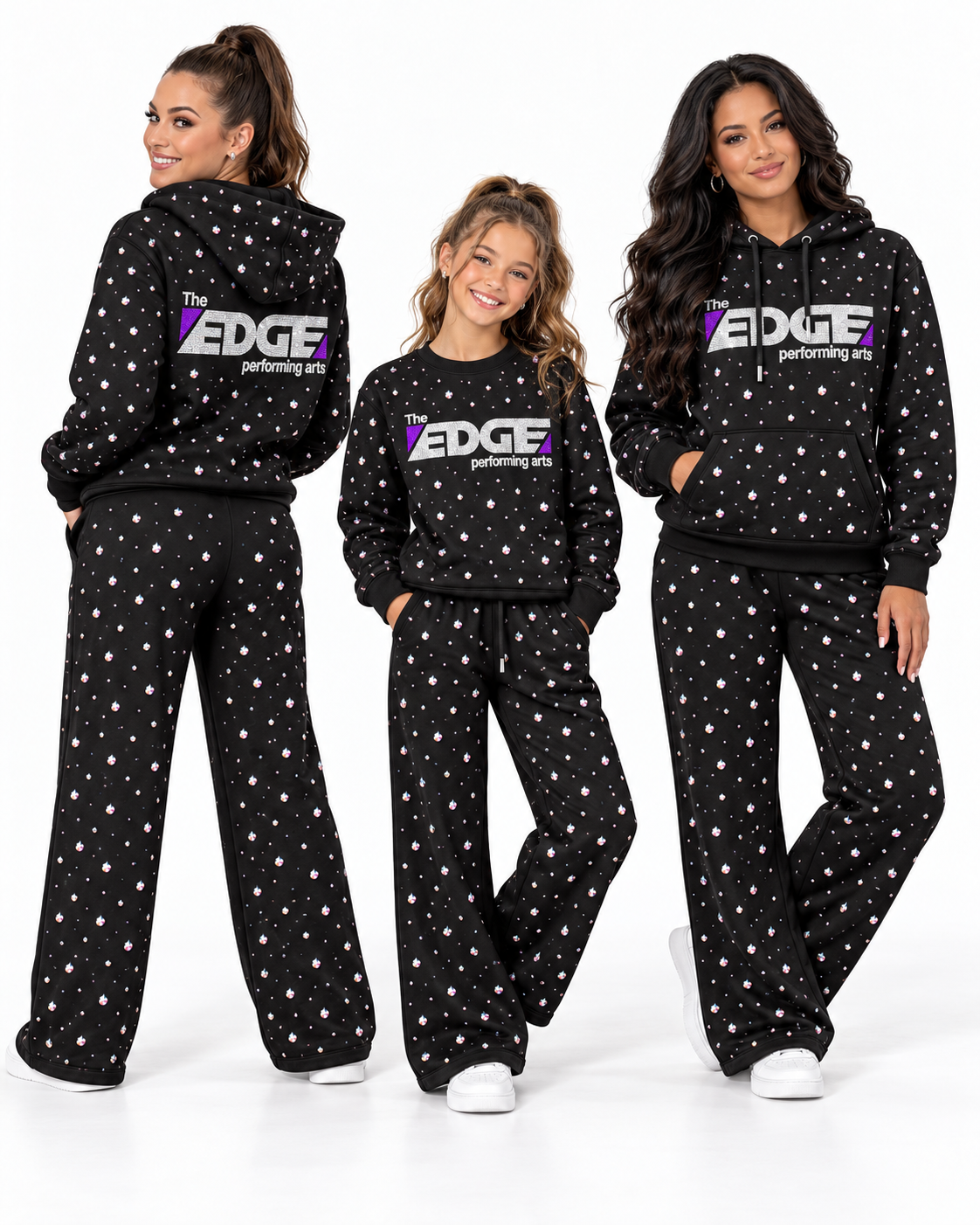 The Edge Allover Rhinestone Black Sweat Set PreOrder