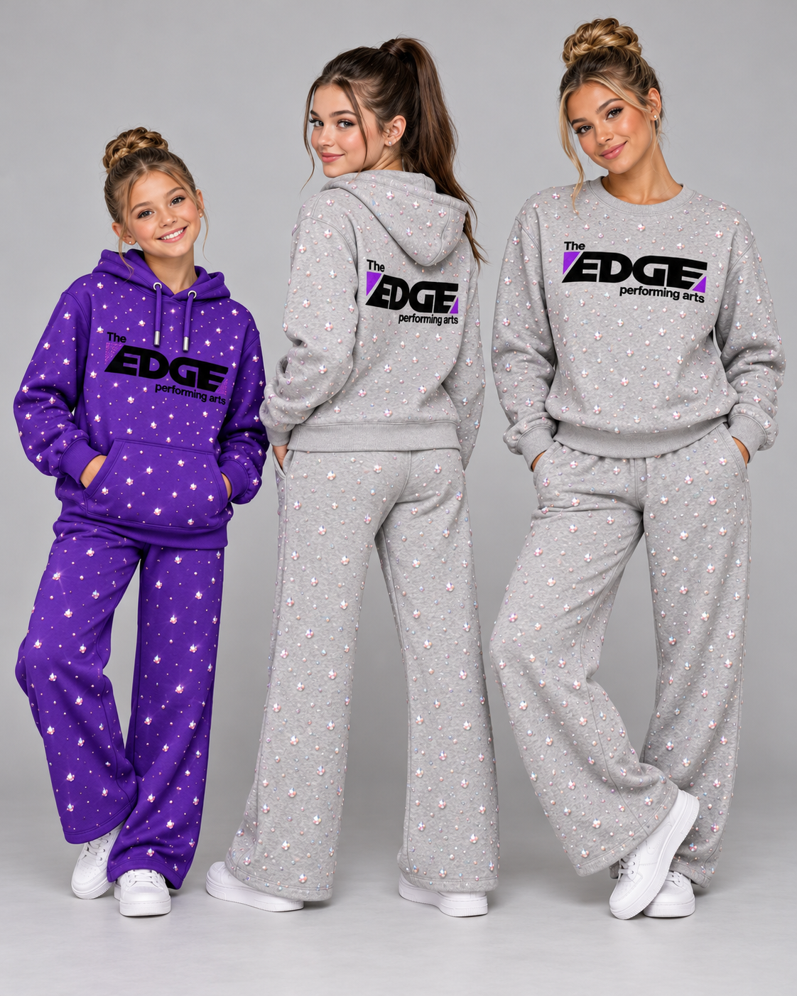 The Edge Allover Rhinestone Purple Sweat Set PreOrder
