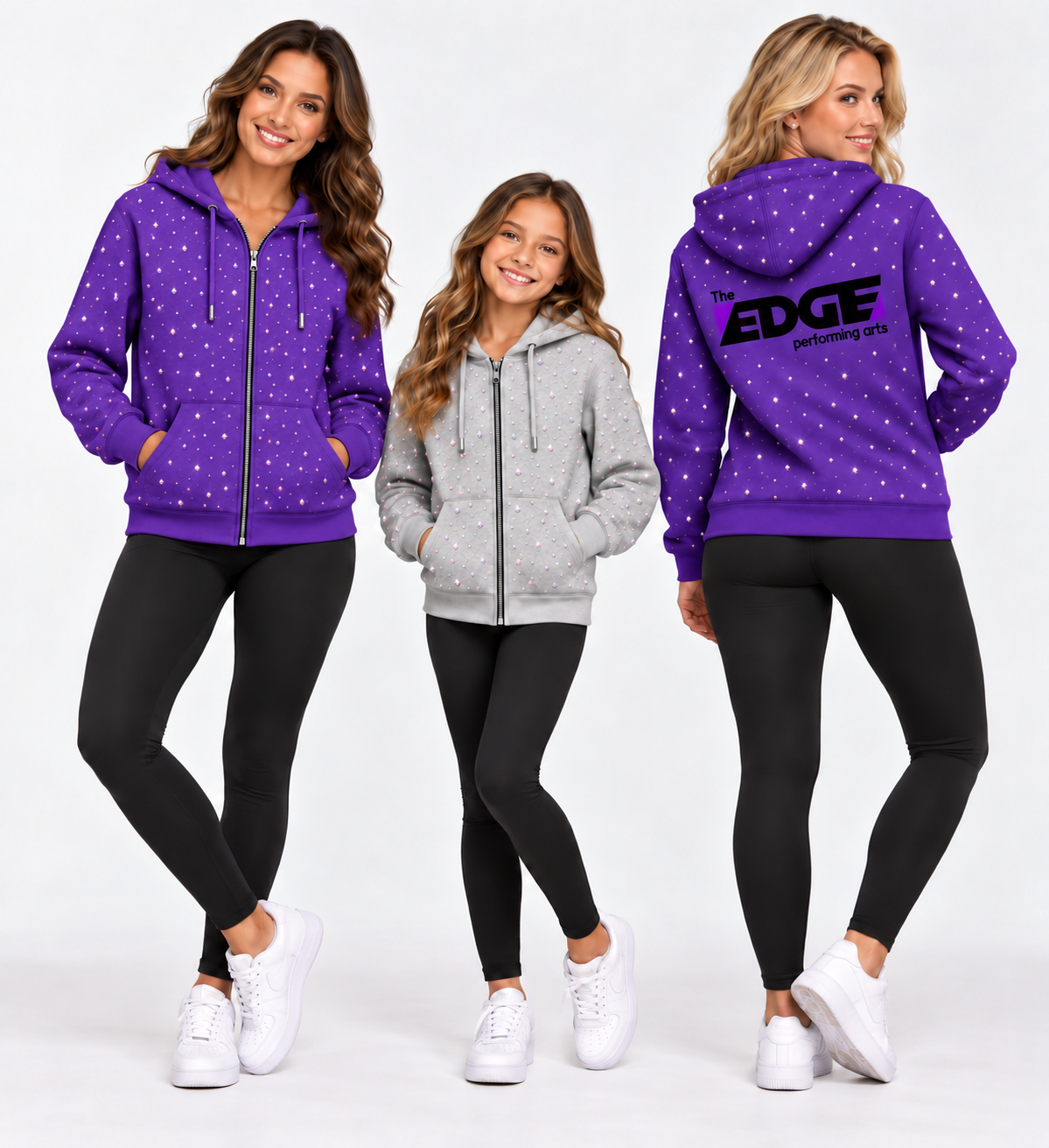 The Edge Allover Rhinestone Full Zip Hoodie Only PrOder