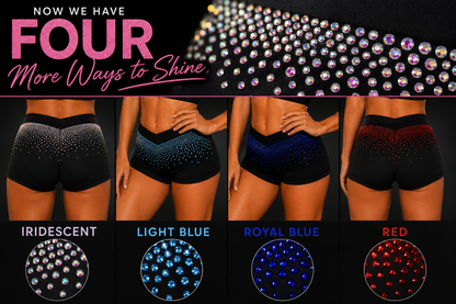 Crystal Cascade Shorts- Now in 4 Color Rhinestone Options