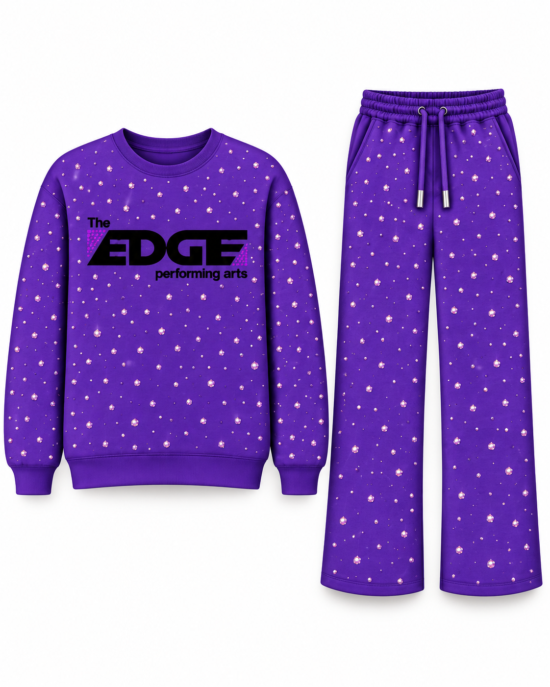 The Edge Allover Rhinestone Purple Sweat Set PreOrder