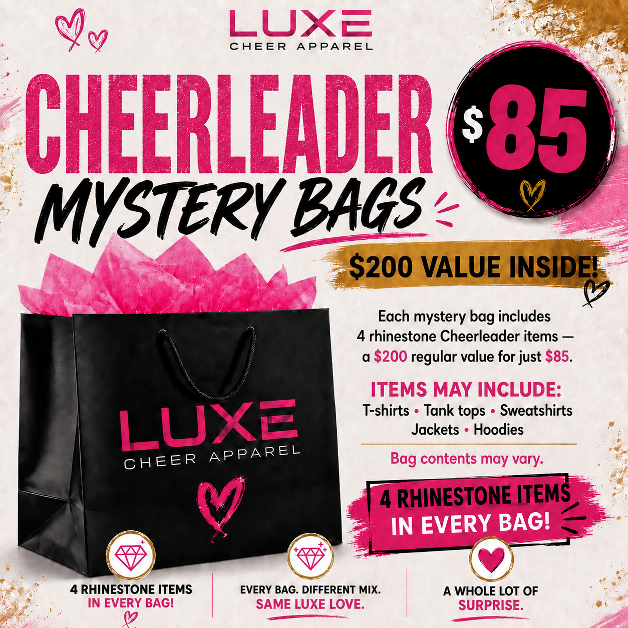 Cheerleader mystery bag apparel