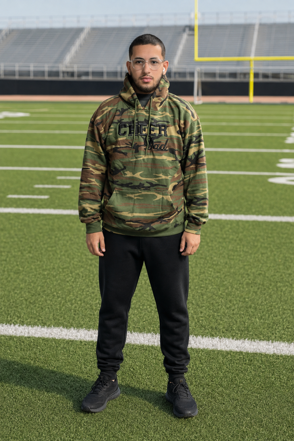Camo Embroidered Cheer Dad Hoodie