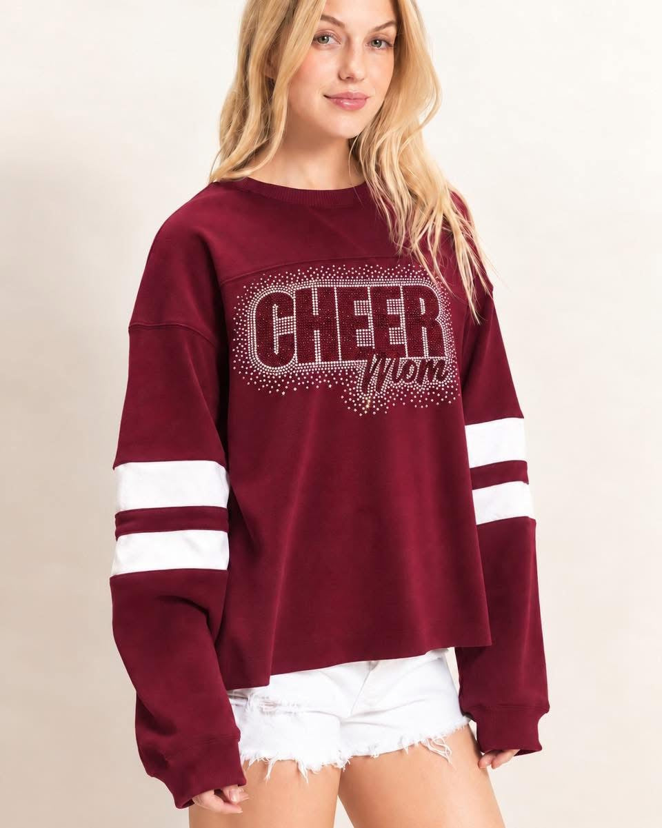 Cheer mom velour long sleeve top