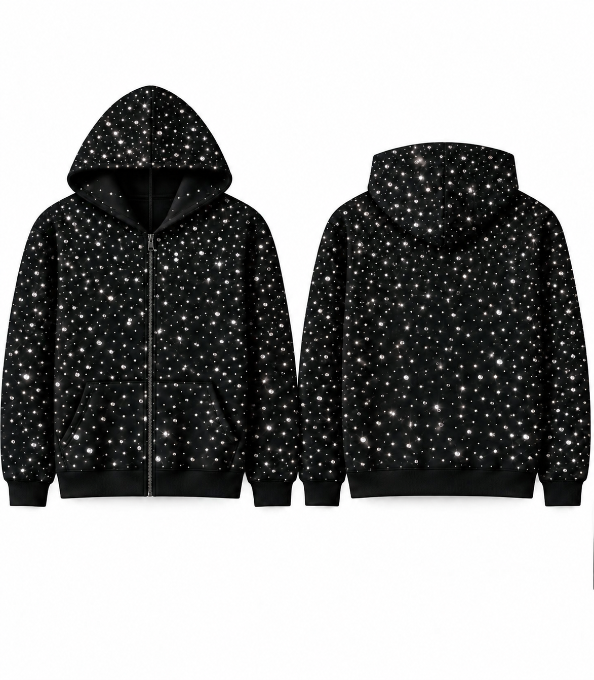 Extreme bling zip up hoodie
