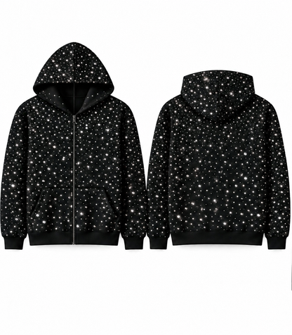 Extreme bling zip up hoodie