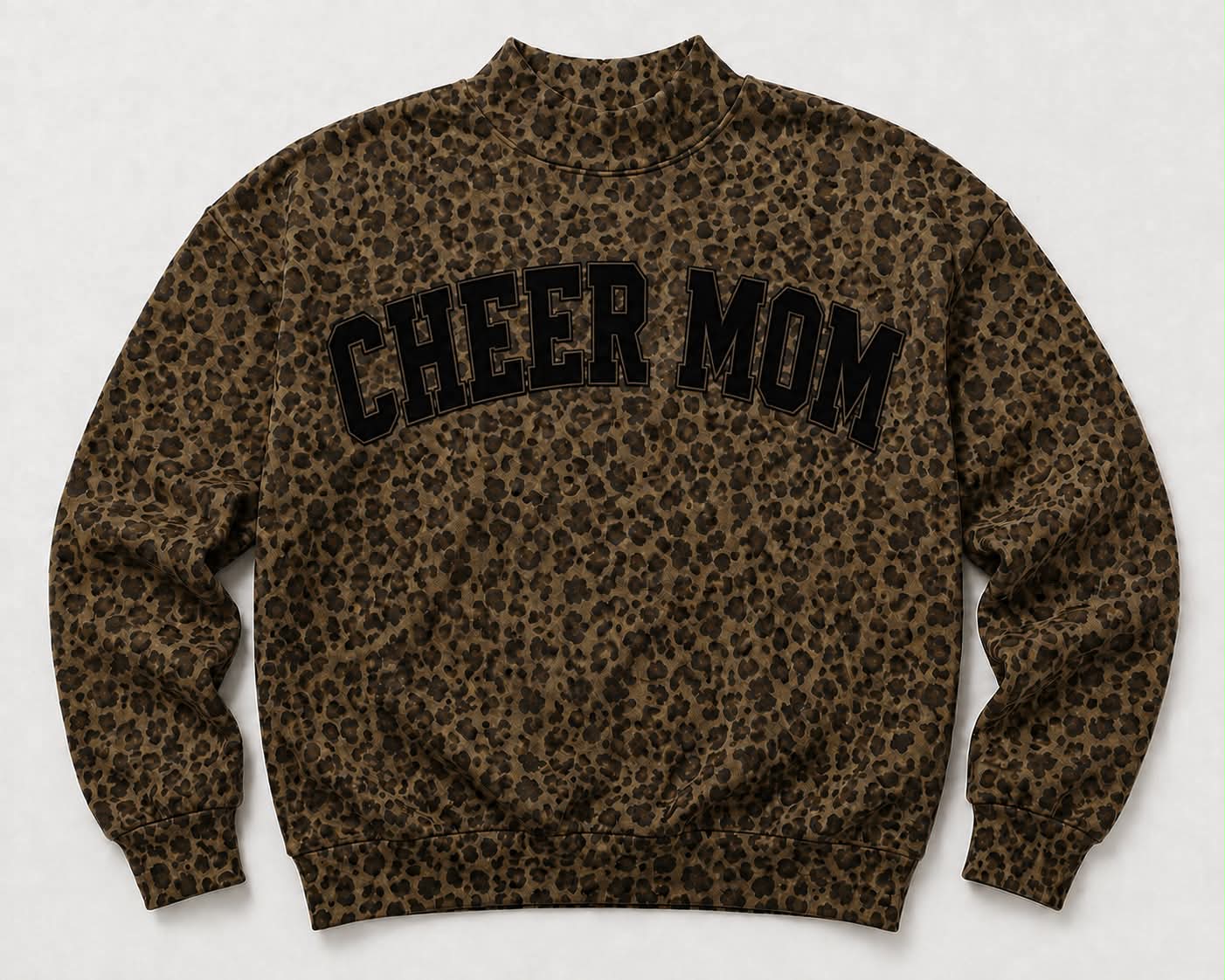Cheer Mom Leopard Mock Neck