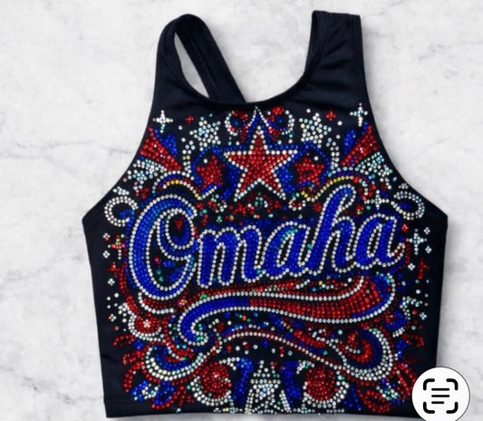 Omaha Rhinestoned Sports Bra-Team Pre Order