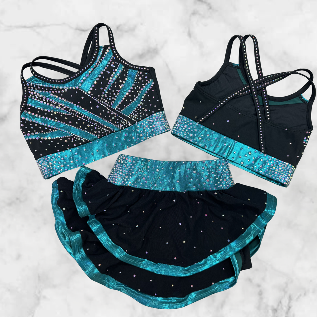POPSTAR TEAL RHINESTONE SET – Luxe Cheer Apparel
