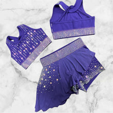 Purple Star Drip Cheer Crop Top & Skirt Set