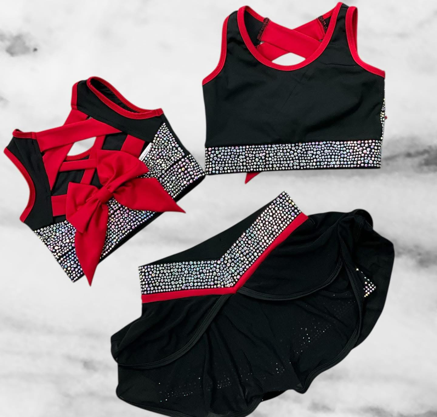 Red and Black Bling Bow Back Set