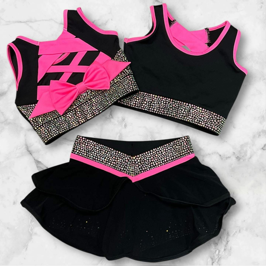 Pink and Black Bling Bow Back Set