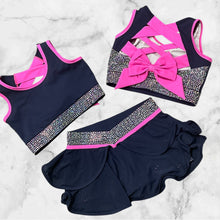 Navy and Pink Bling Bow Back Set